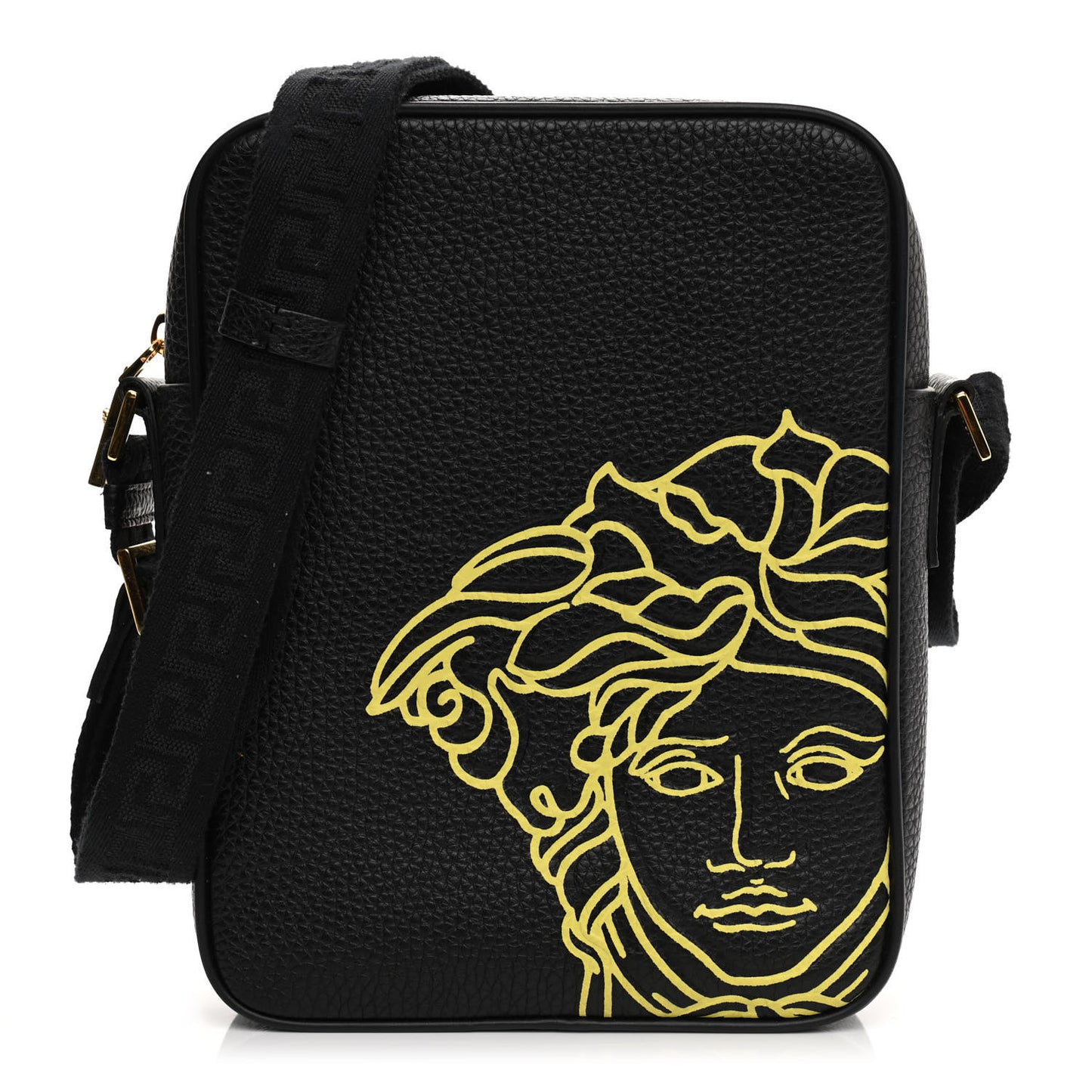 Grained Calfskin Messenger Bag Black