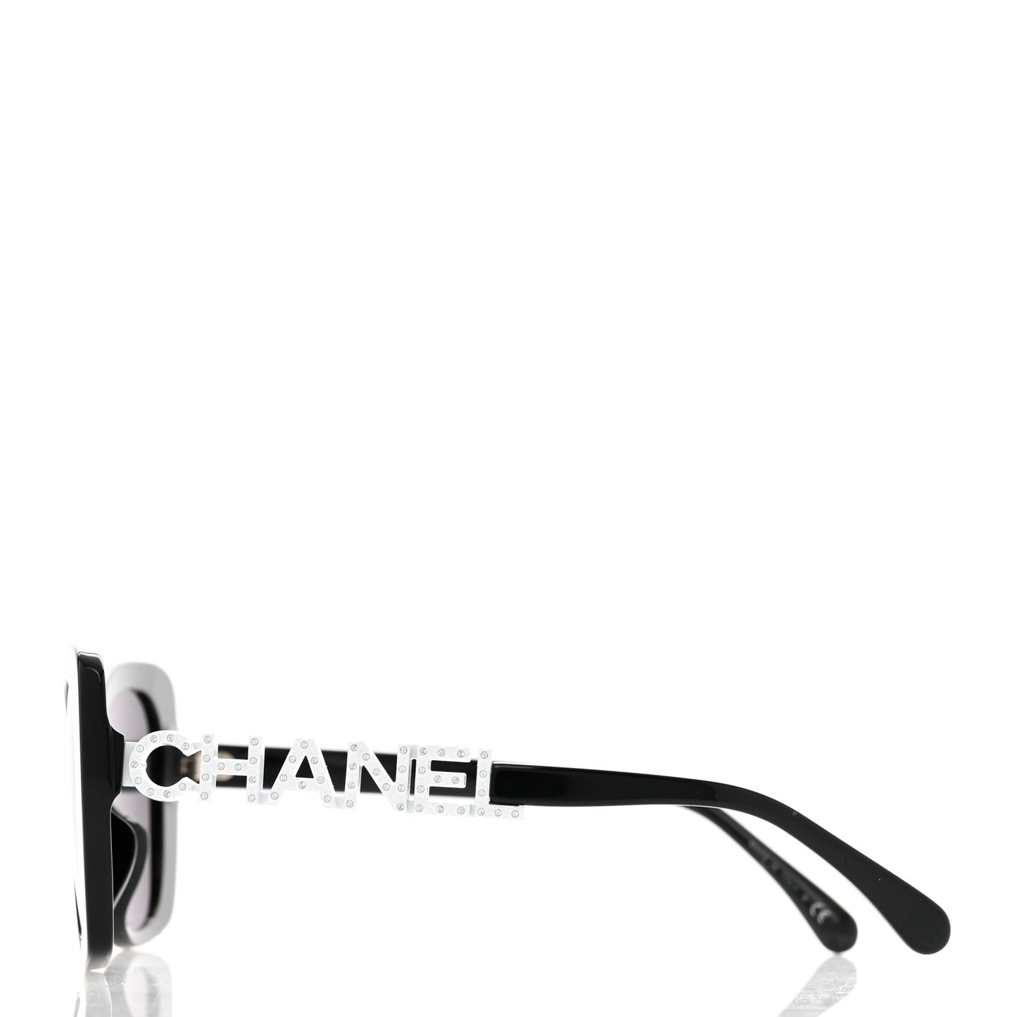 Acetate Strass Square Sunglasses 5422-B-A Black White