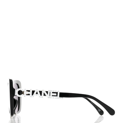 Chanel Acetate Strass Square Sunglasses 5422-B-A Black White 3 of 8