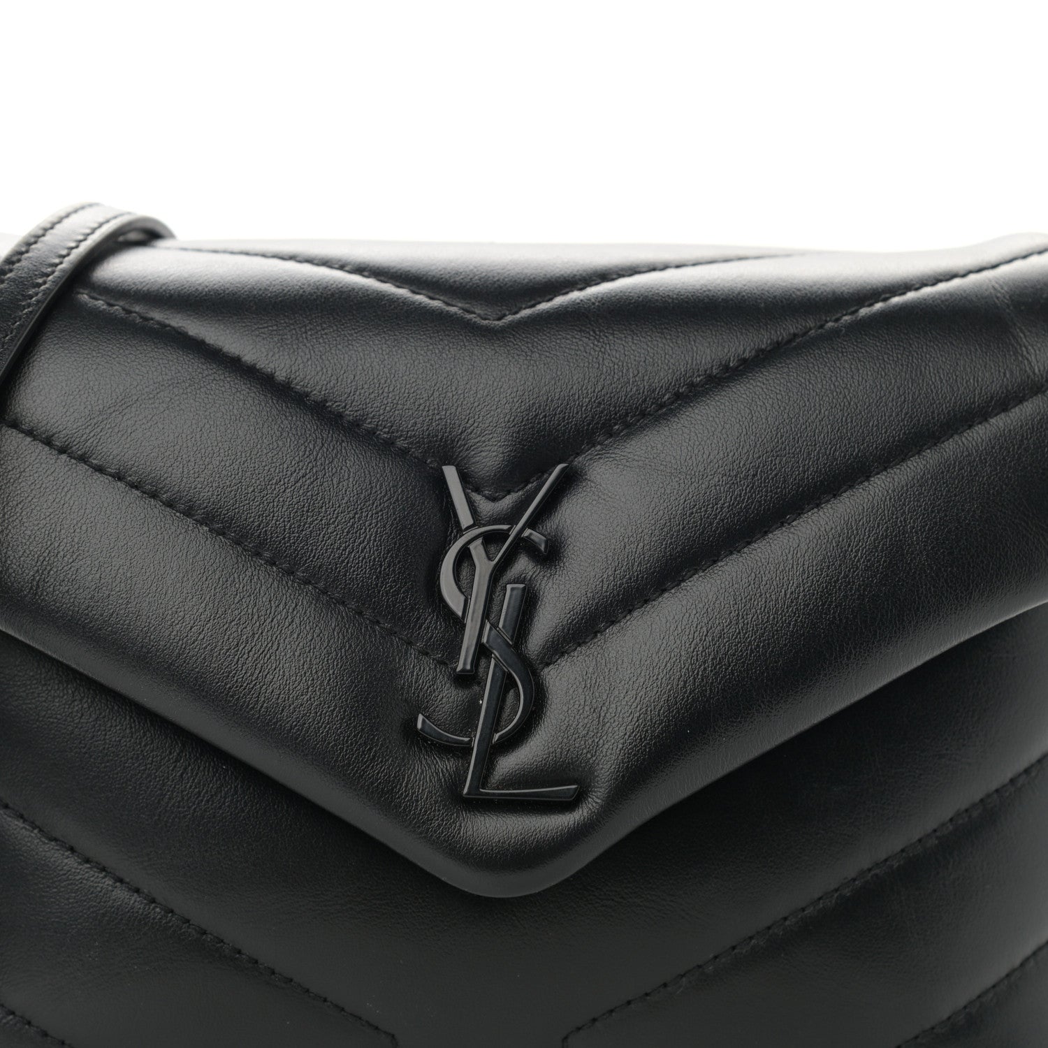 Saint Laurent Calfskin Y Quilted Monogram Monochrome Toy Loulou Crossbody Bag Black 9 of 10