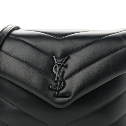 Saint Laurent Calfskin Y Quilted Monogram Monochrome Toy Loulou Crossbody Bag Black 9 of 10