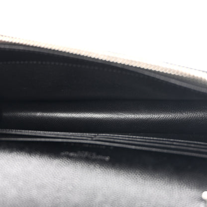 Saint Laurent Grain De Poudre Matelasse Chevron Monogram Envelope Chain Wallet Black 5 of 10