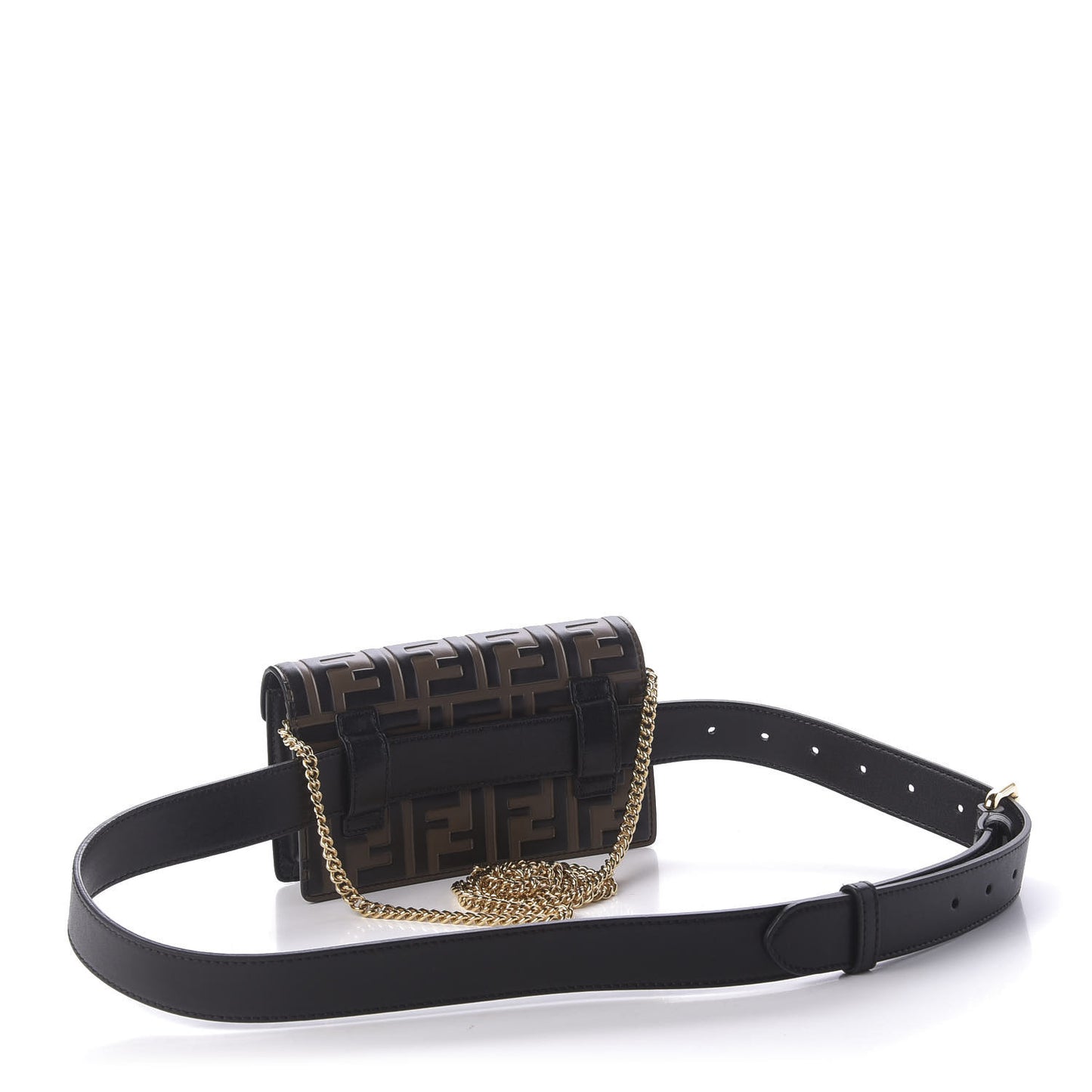Vitello Liberty F is Fendi Bi-Color FF 1974 Embossed Envelope Belt Bag Maya Black