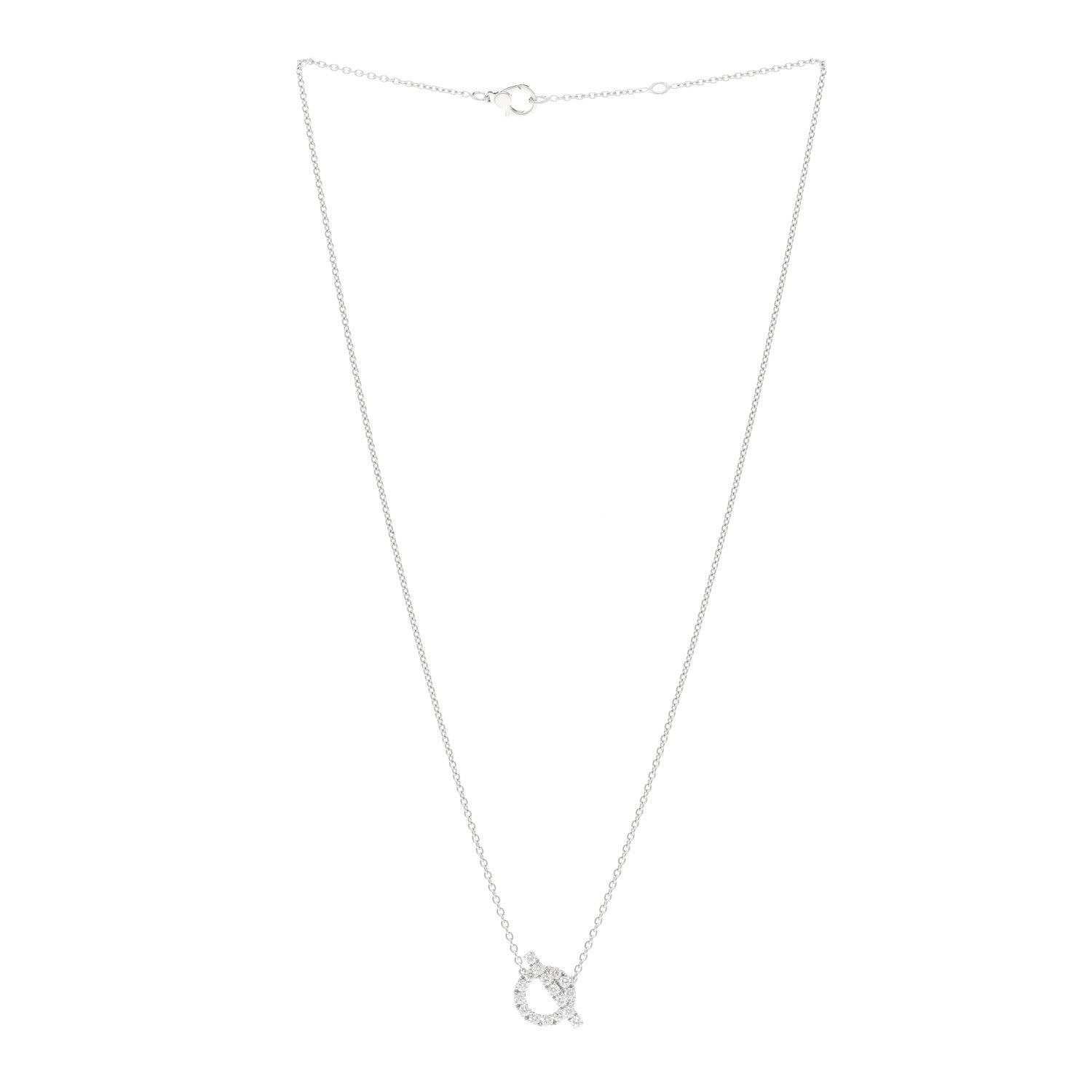 Hermes 18K White Gold Diamond Finesse Pendant Necklace 3 of 5
