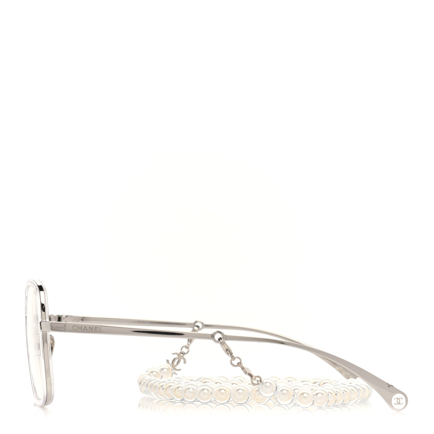Metal Removable Pearl Chain Square Eyeglasses 2195-S Silver
