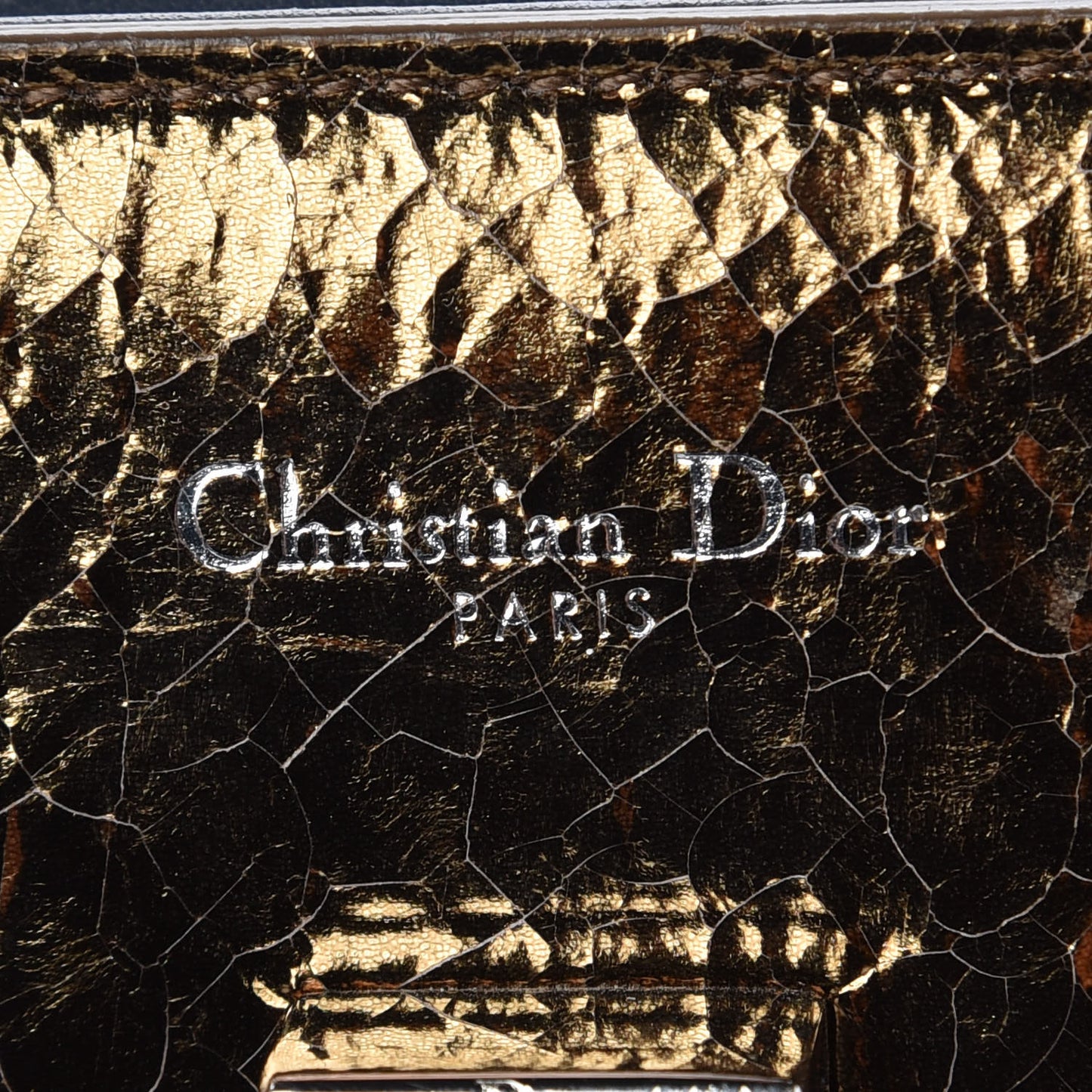Metallic Calfskin Medium Diorever Flap Bronze
