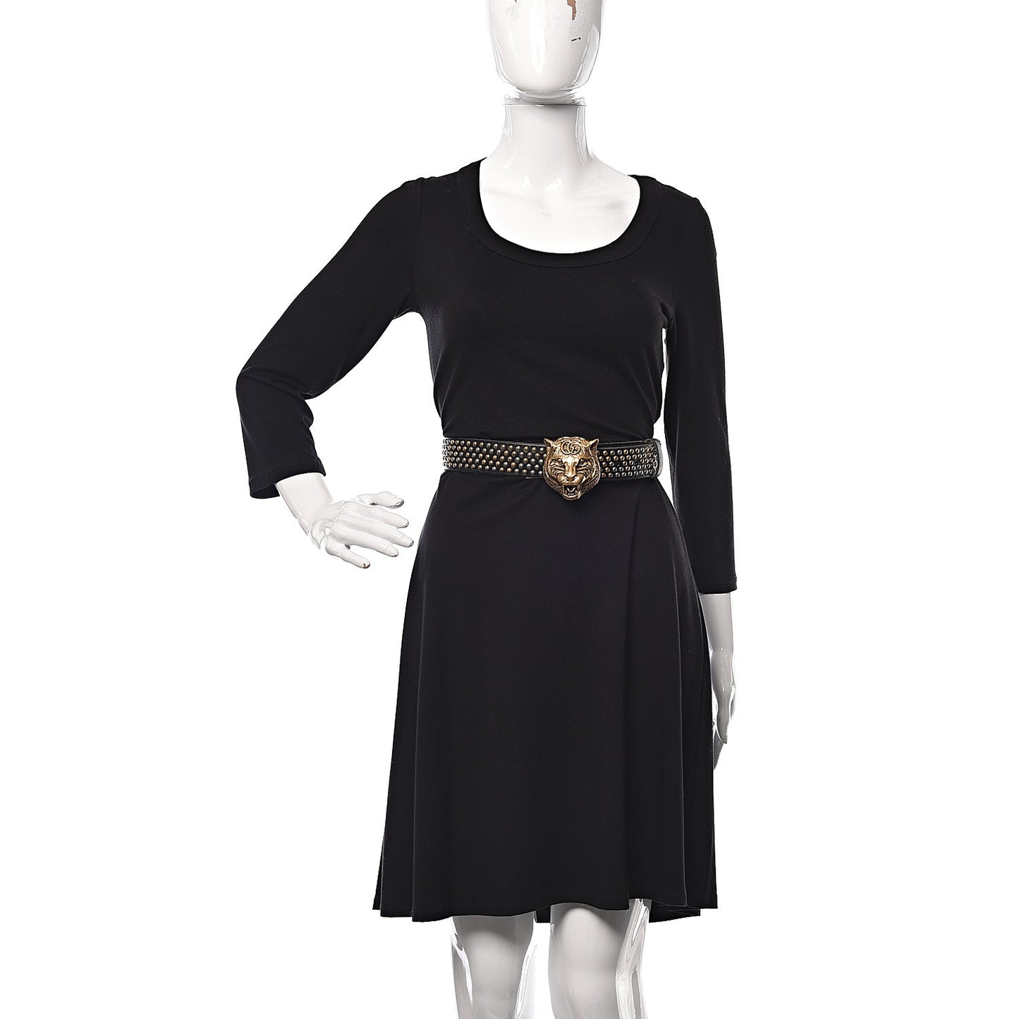 Calfskin Studded Feline Belt 105 42 Black