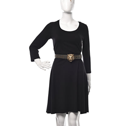 Gucci Calfskin Studded Feline Belt 105 42 Black 2 of 11