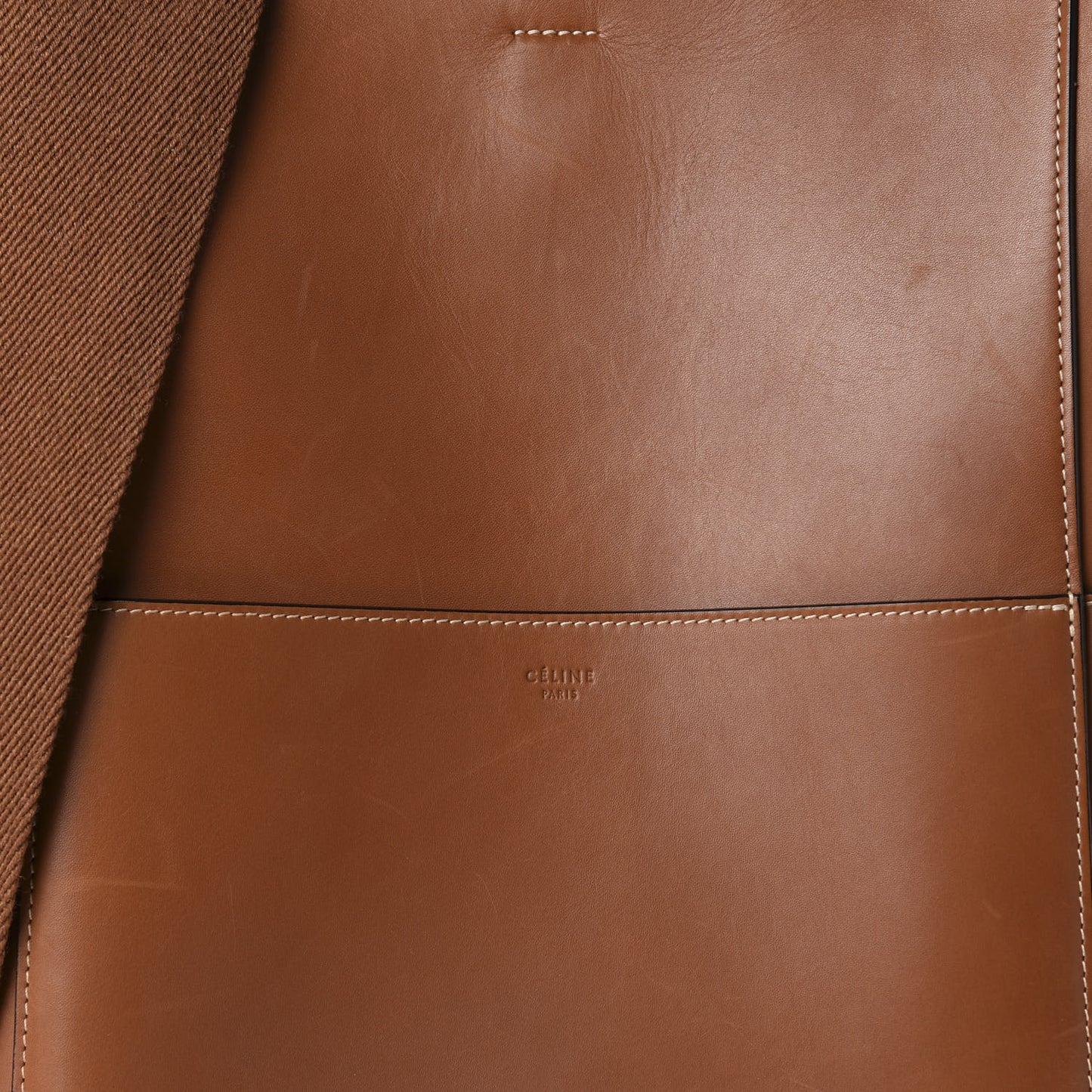 Natural Calfskin Sangle Bucket Bag Tan