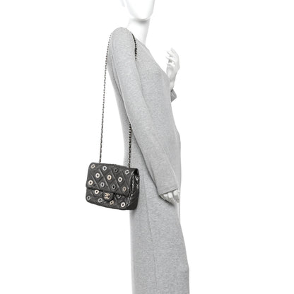 Chanel Perforated Metallic Lambskin Small CC Medals Flap Dark Silver 2 of 12