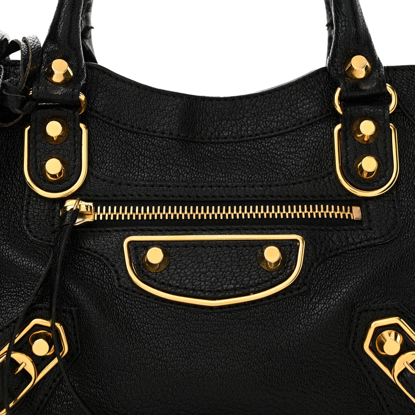 Chevre Gold Metallic Edge Hardware Mini City Black
