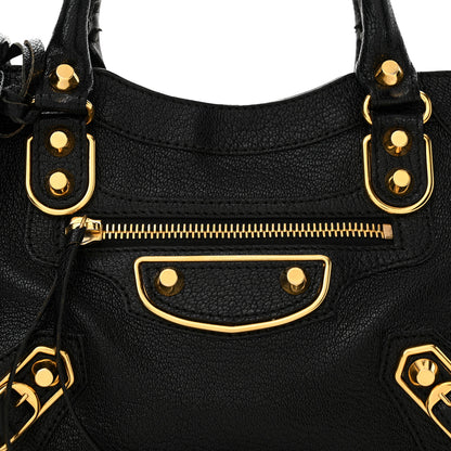 Balenciaga Chevre Gold Metallic Edge Hardware Mini City Black 9 of 16