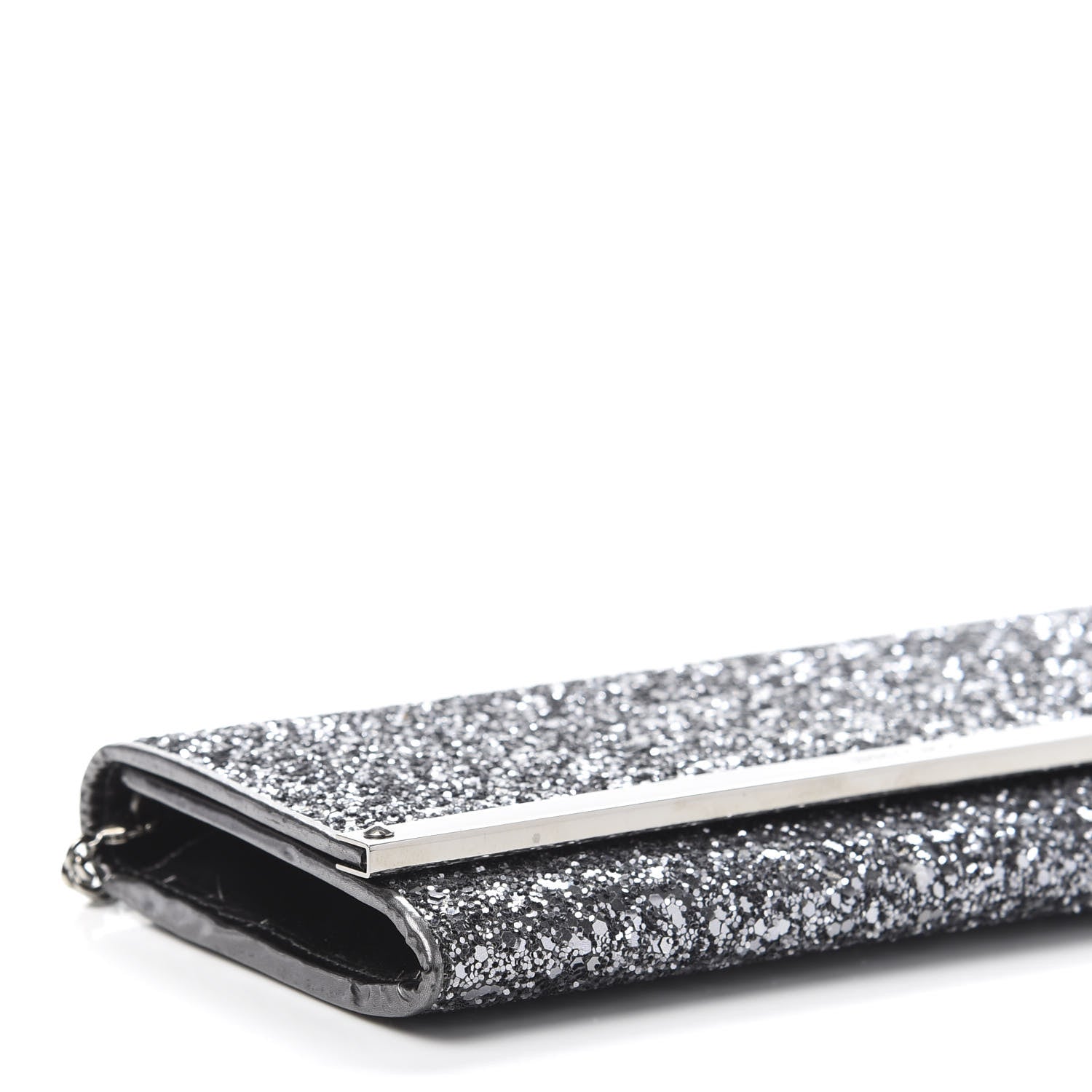 Jimmy Choo Glitter Milla Wallet on Chain Silver 8 of 10