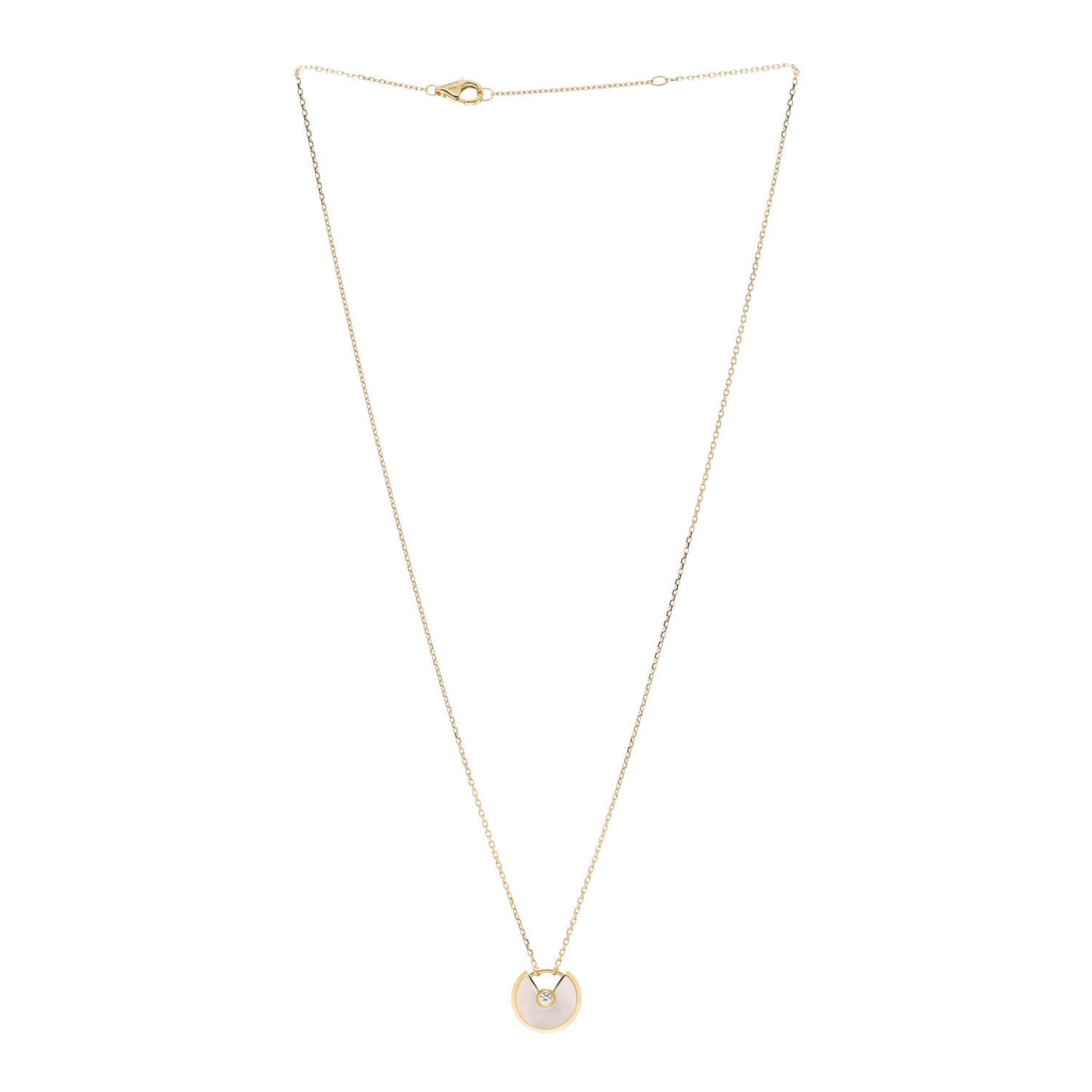 18K Yellow Gold Diamond Mother of Pearl XS Amulette de Cartier Pendant Necklace