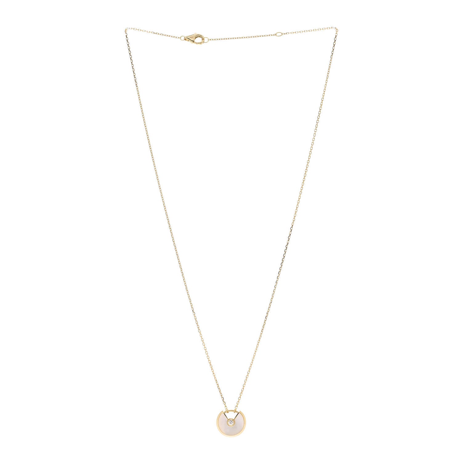 Cartier 18K Yellow Gold Diamond Mother of Pearl XS Amulette de Cartier Pendant Necklace 3 of 6