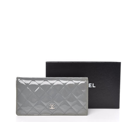 Chanel Patent Quilted Yen Wallet Grey 15 of 15