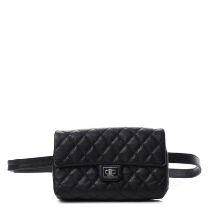 Chanel Grained Calfskin Quilted 2.55 Reissue Flap Belt Bag Clutch Black 1 of 4