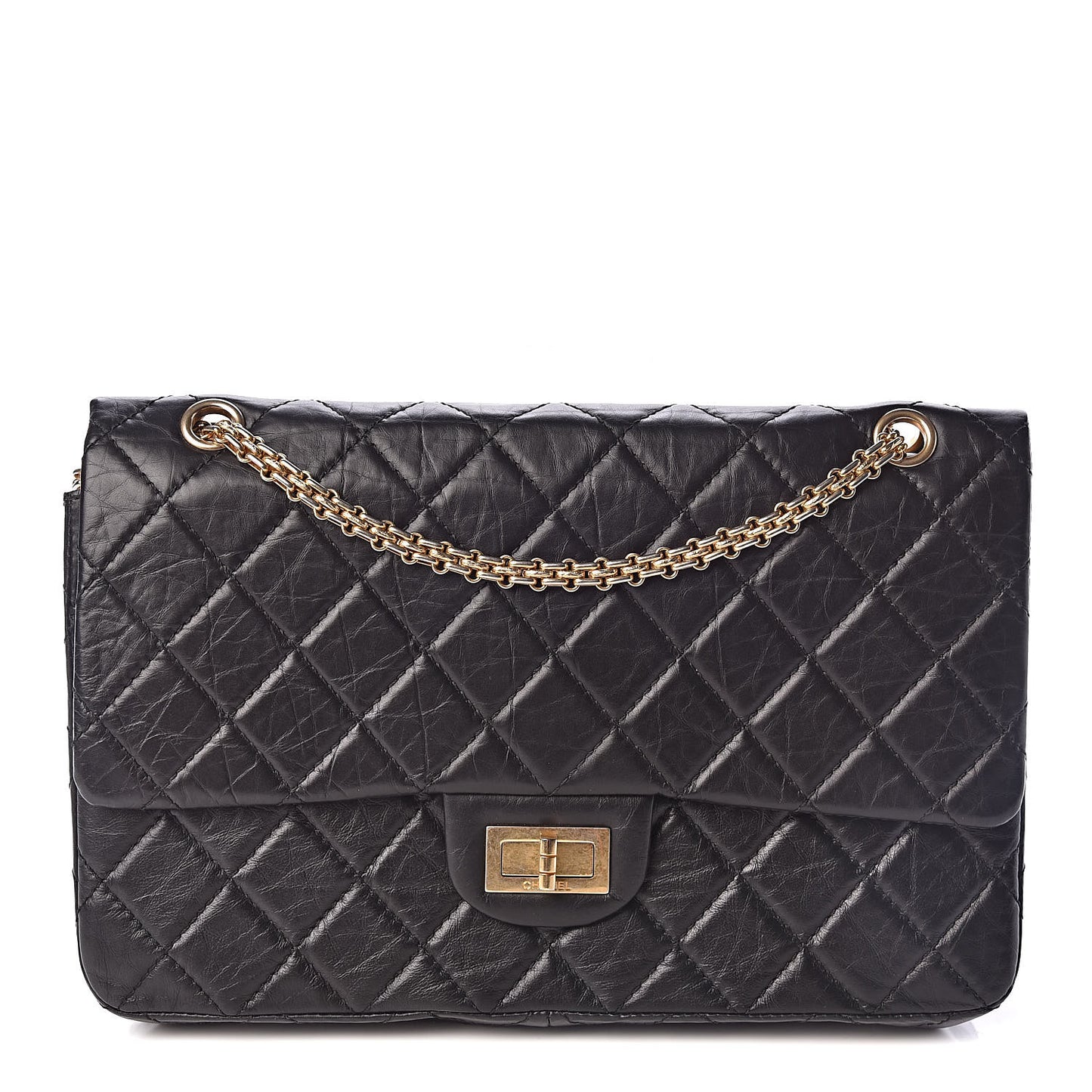 Aged Calfskin Quilted 2.55 Reissue 227 Flap Black