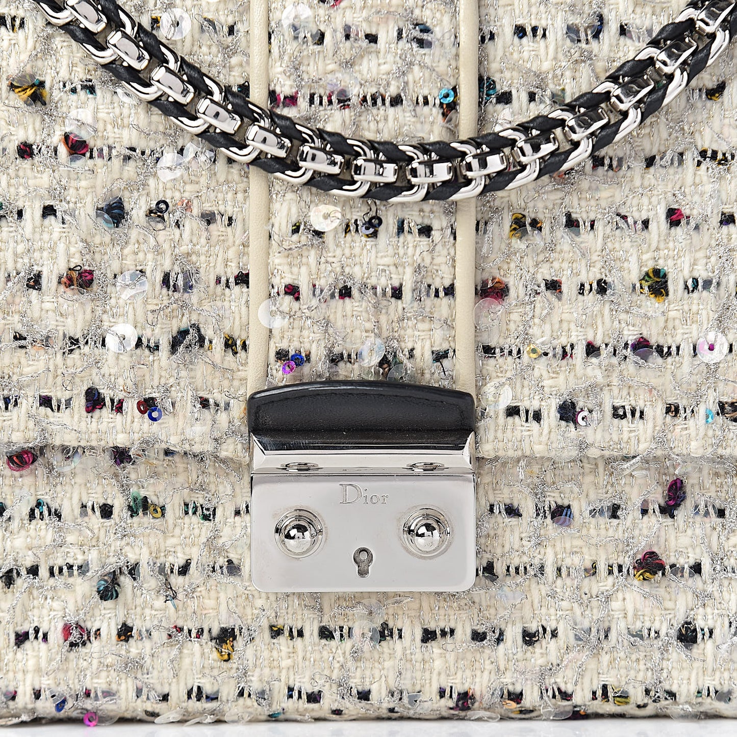 Tweed Medium Miss Dior Flap White Multicolor