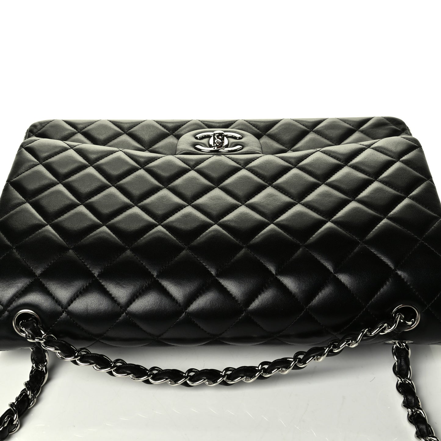 Lambskin Quilted Maxi Double Flap Black