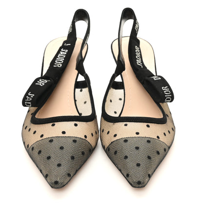 Christian Dior Mesh Plumetis Crystal Suede J'Adior Slingback 65mm Pumps 39.5 Nude Black 3 of 10