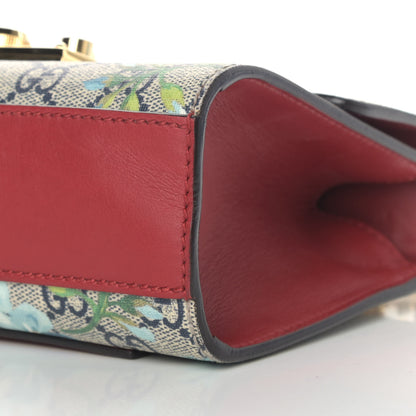 Gucci GG Supreme Monogram Blooms Small Padlock Shoulder Bag Beige Blue Navy Hibiscus Red 9 of 9