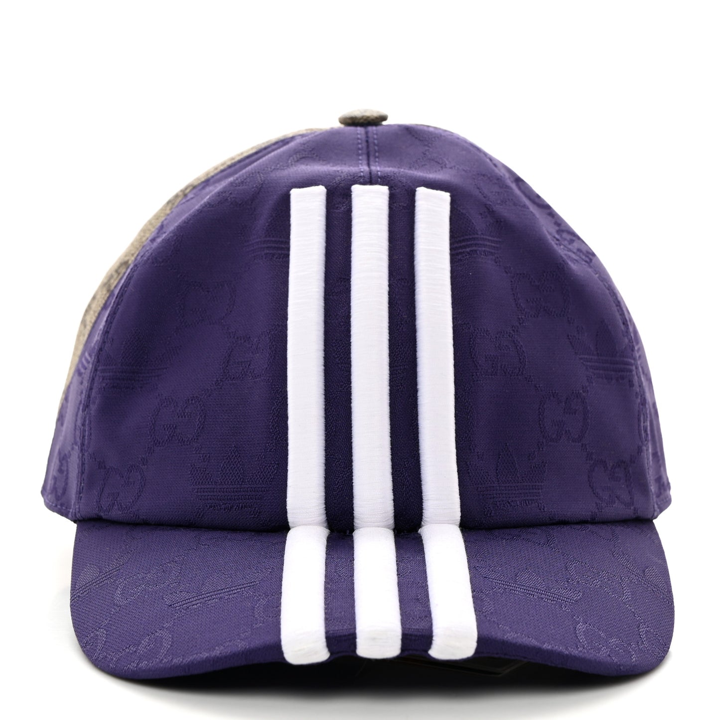 X ADIDAS GG Supreme Monogram Double Sided Baseball Hat XL Beige Purple
