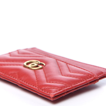 Gucci Calfskin Matelasse GG Marmont Card Holder Hibiscus Red 6 of 8
