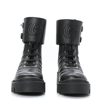 Gucci Nappa Frances GG Matelasse Platform Combat Boots 36 Black 2 of 7