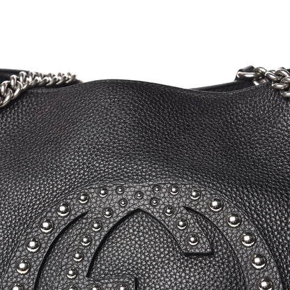 Gucci Pebbled Calfskin Studded Medium Soho Chain Shoulder Bag Black 16 of 16