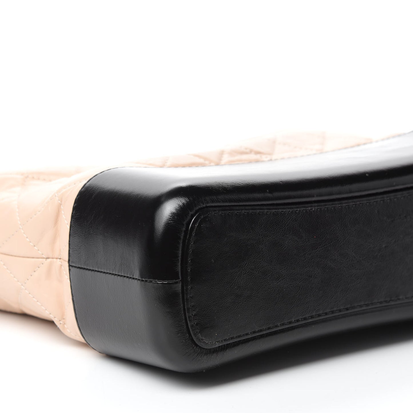 Aged Calfskin Quilted Medium Gabrielle Hobo Beige Black