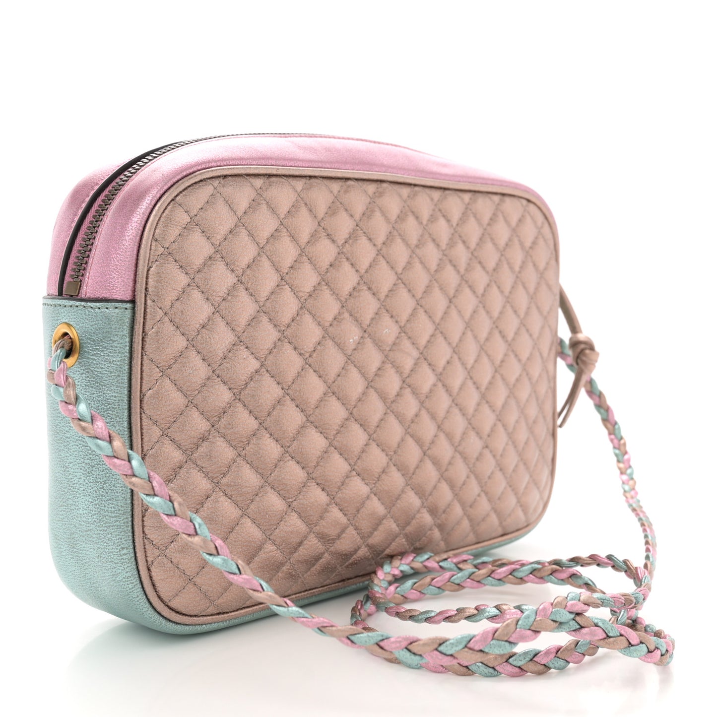 Laminated Nappa Trapuntata Small Zumi Shoulder Bag Rosa Lago Rame