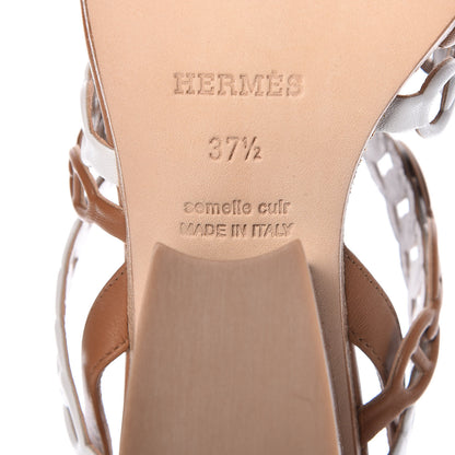 Hermes Calfskin Romanza Sandals 37.5 Palissandre White 6 of 8