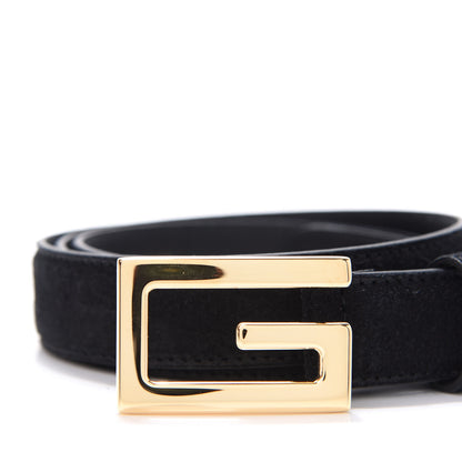 Gucci Suede Icaro G Cube 25mm Belt 95 38 Black 6 of 6