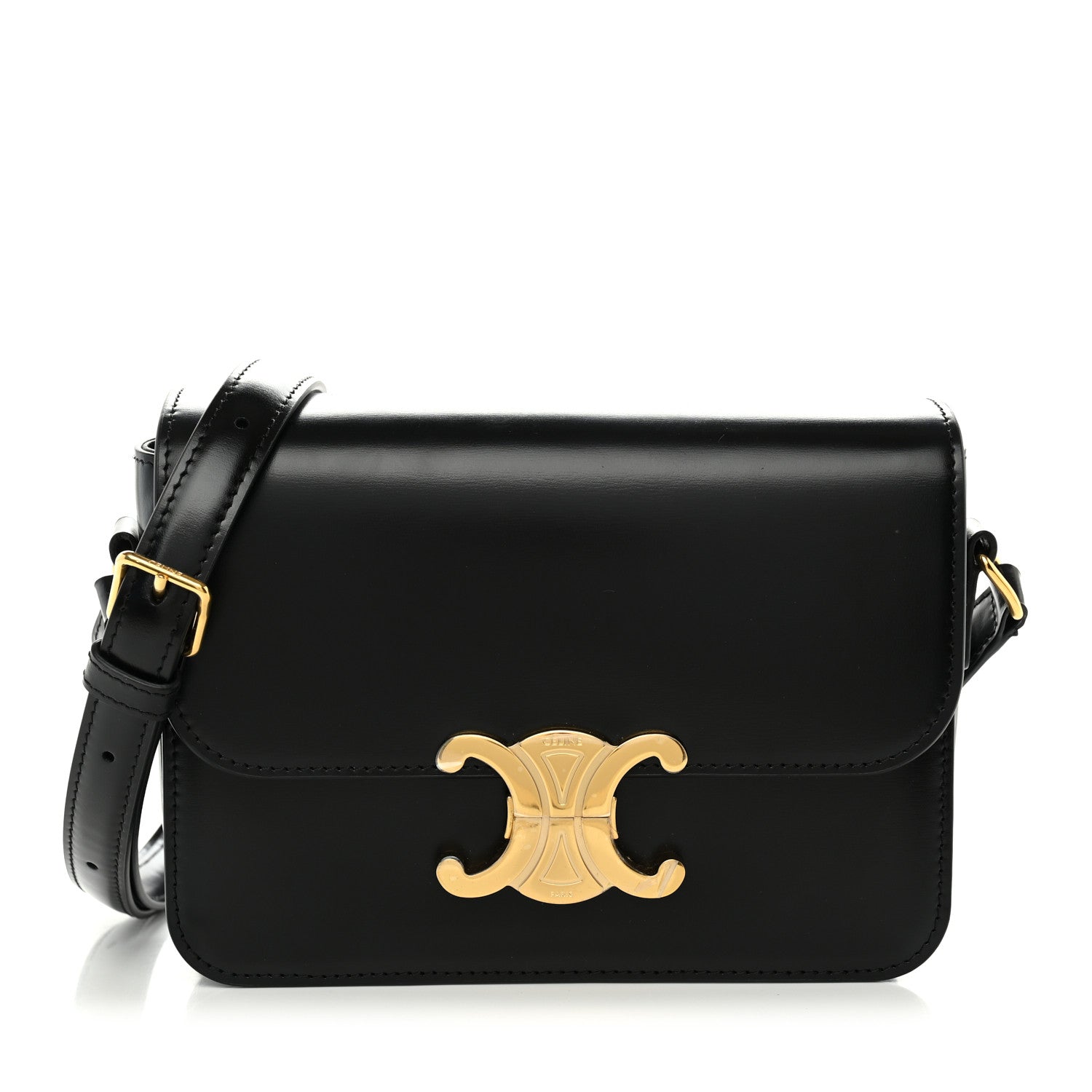 Celine Shiny Calfskin Teen Triomphe Black 1 of 12