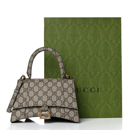 Balenciaga X GUCCI GG Supreme Monogram Small Hourglass Top Handle Bag Beige Ebony 10 of 10