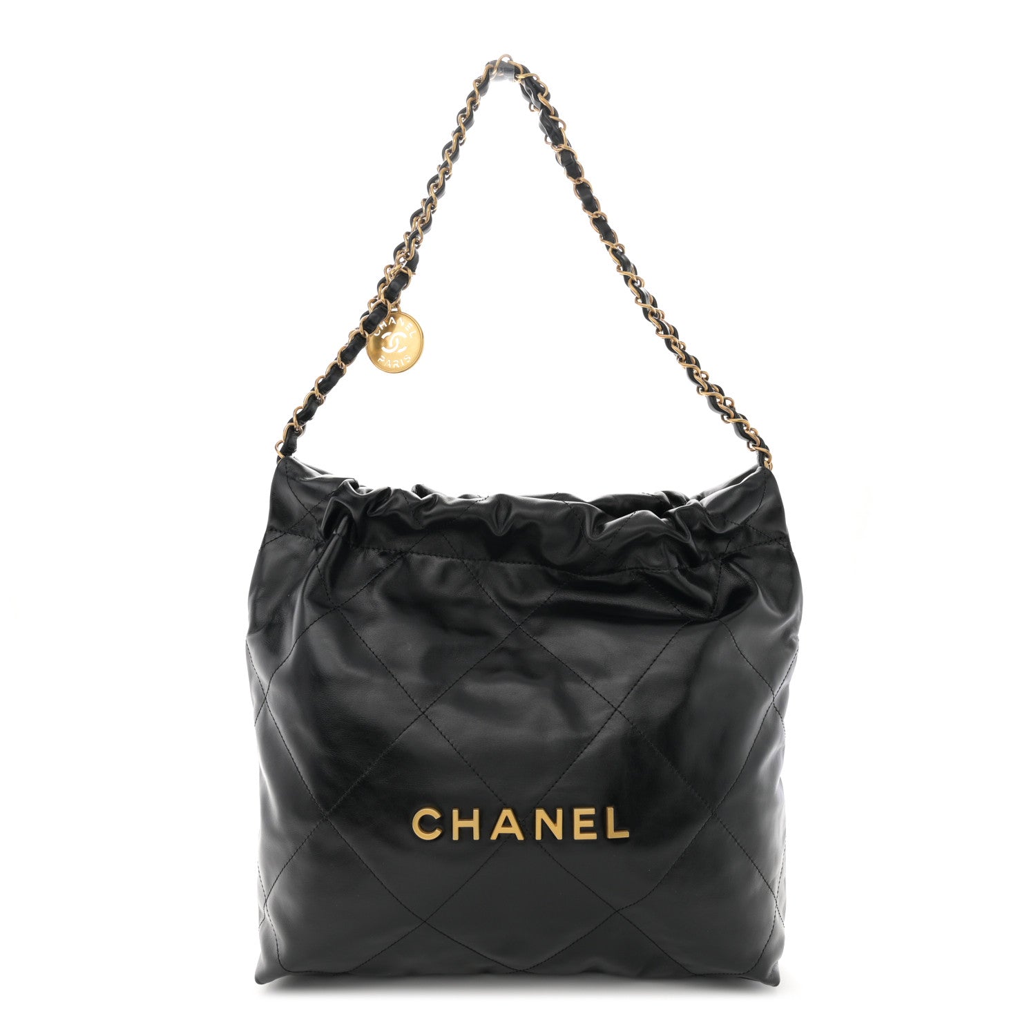 Chanel Shiny Calfskin Quilted Small Chanel 22 Black 1 of 13