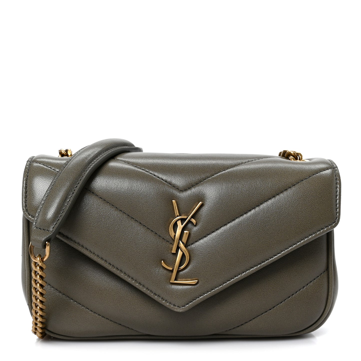 Lambskin Chevron Quilted Mini LouLou Dark Strong Moss