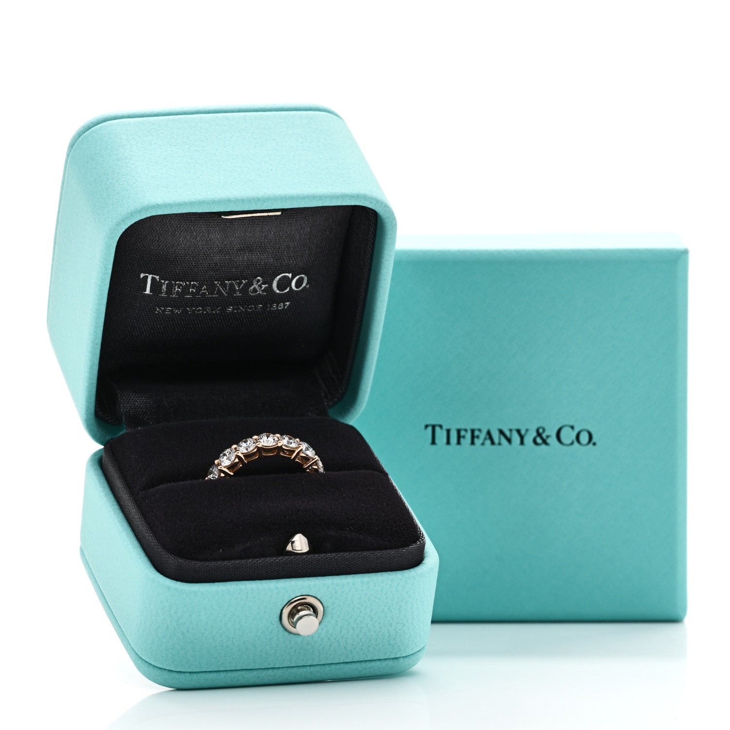 Tiffany 18K Rose Gold Diamond 3.5mm Forever Half Circle Band Ring 43 2.75 5 of 5