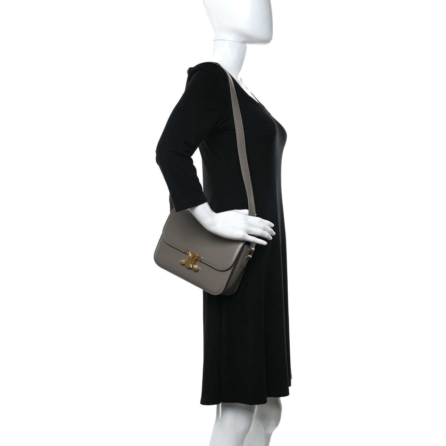 Celine Shiny Calfskin Medium Triomphe Pebble 3 of 10
