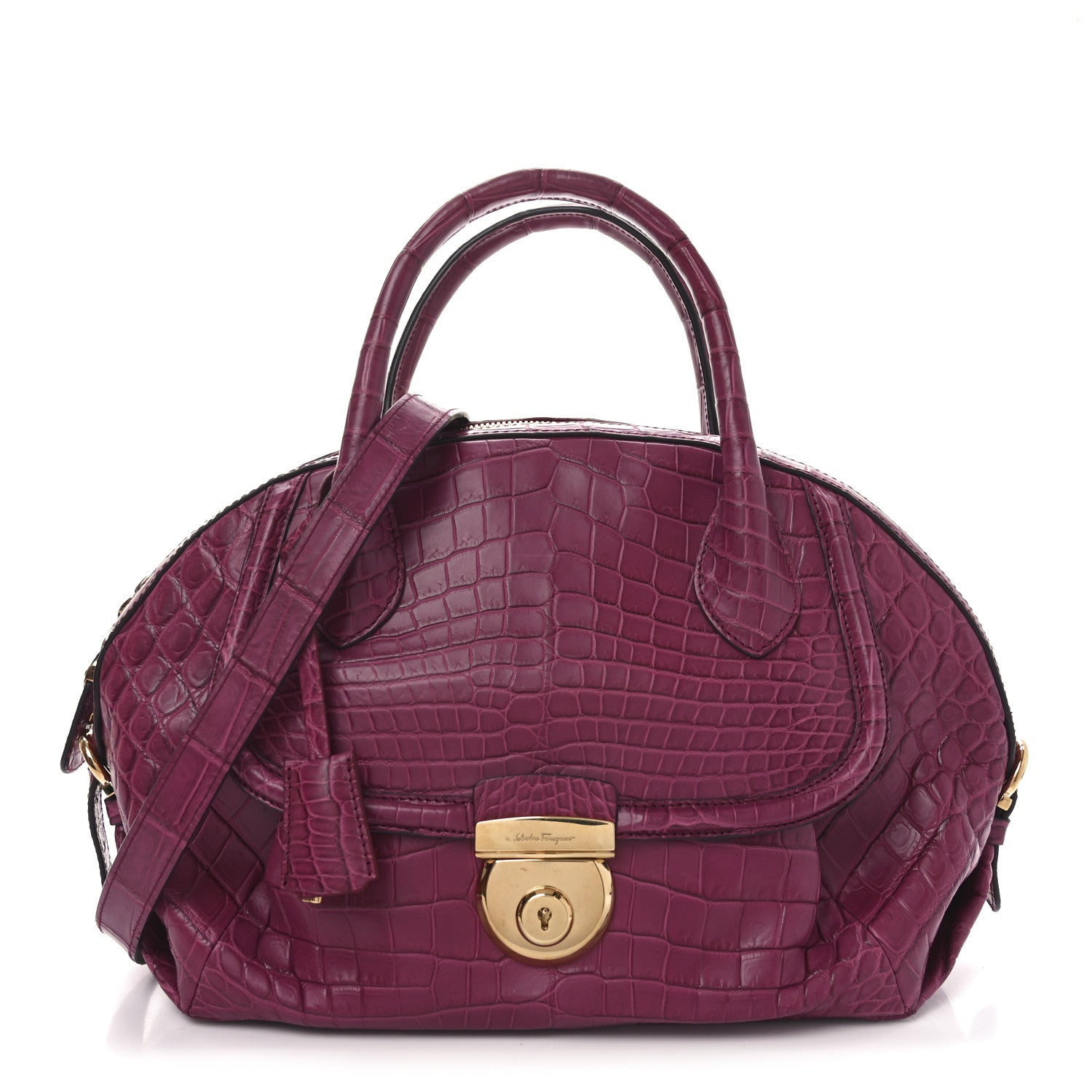 Salvatore Ferragamo Alligator Fiamma Bag Pink 1 of 9
