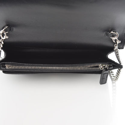Saint Laurent Calfskin Crocodile Embossed Monogram Sunset Chain Wallet Black 6 of 12
