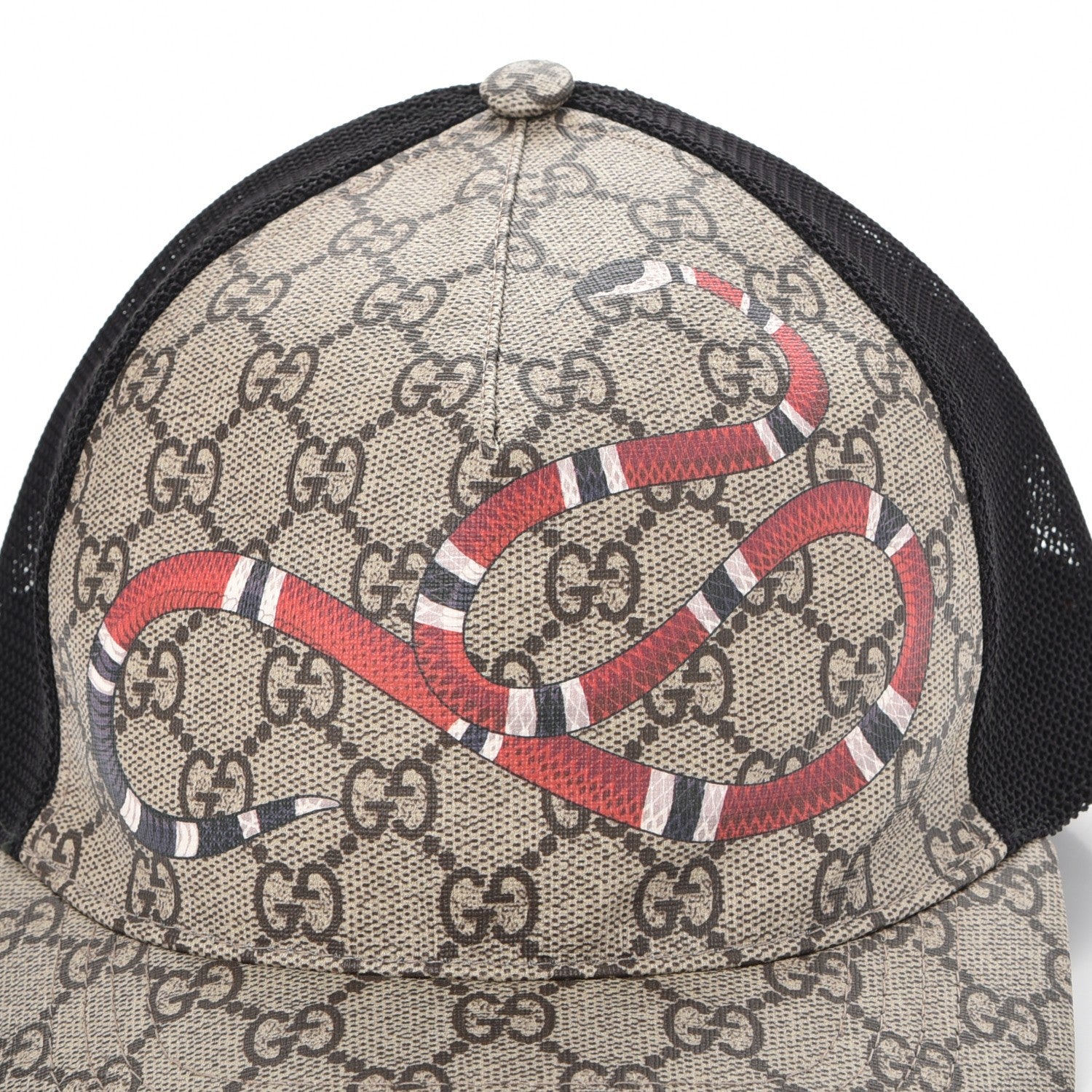 Gucci GG Supreme Monogram Kingsnake Baseball Hat M Beige Multicolor 10 of 11