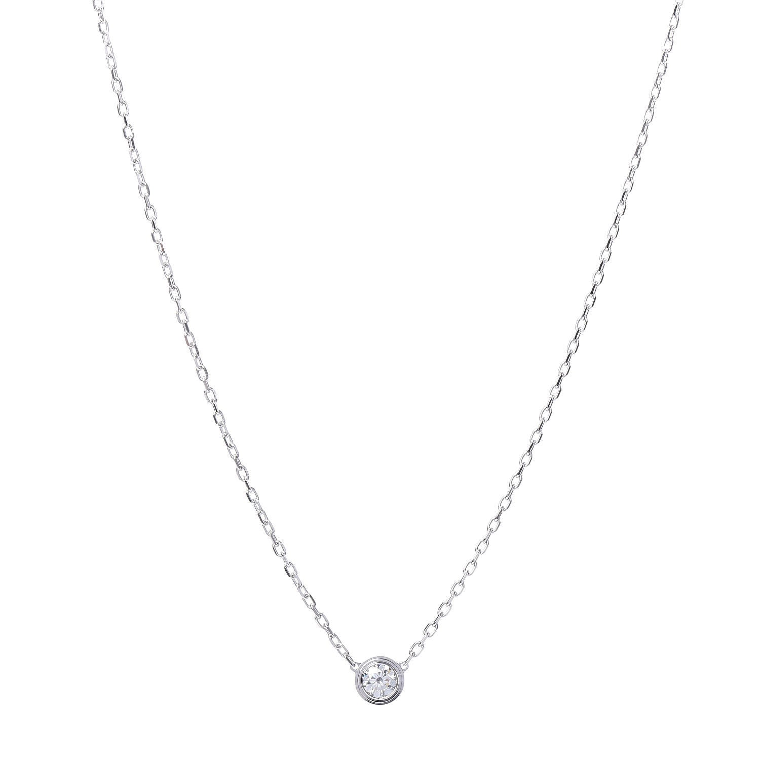 Cartier 18K White Gold Diamond LM D'Amour Pendant Necklace 1 of 6