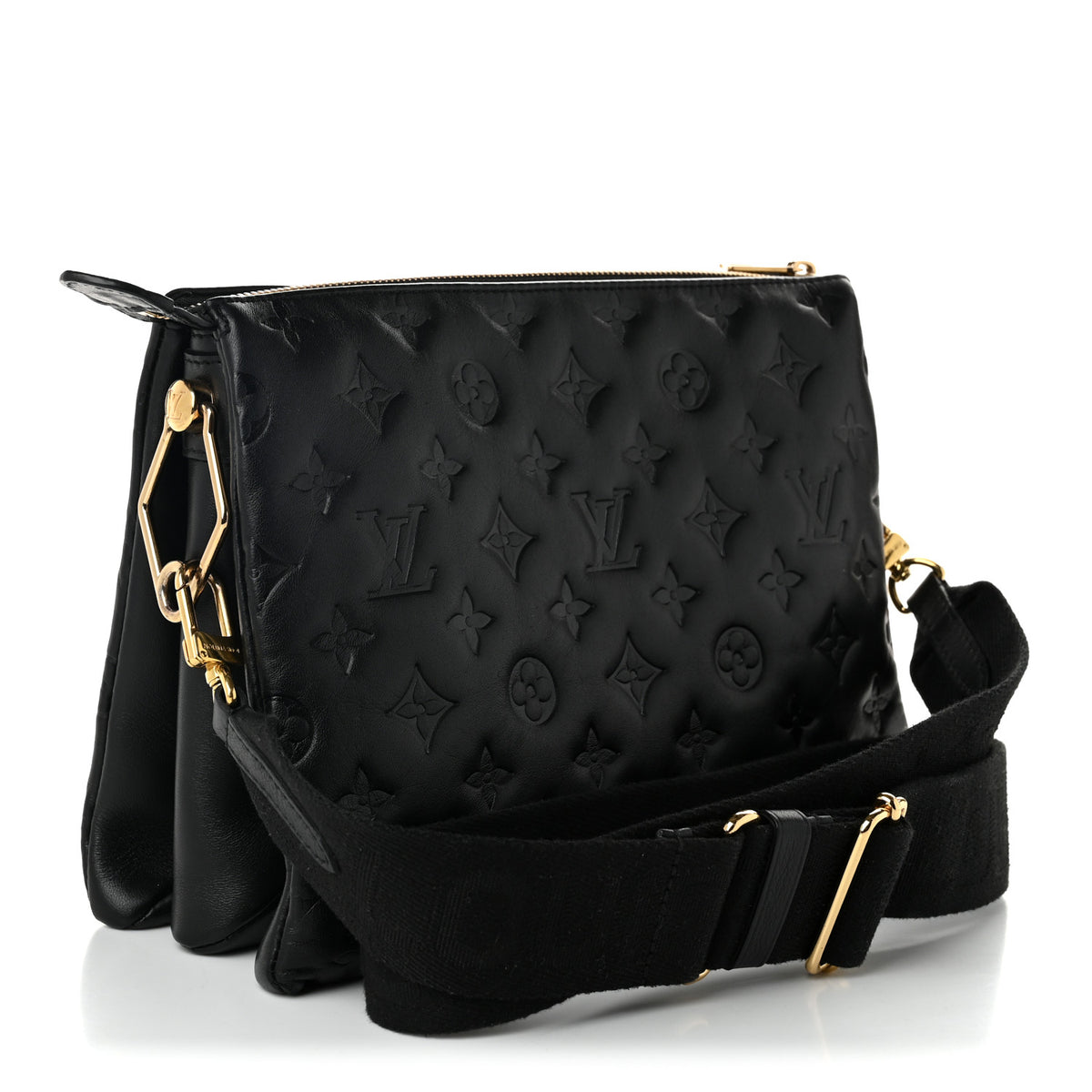 Louis Vuitton Lambskin Embossed Monogram Coussin PM Black 3 of 9