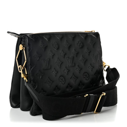 Louis Vuitton Lambskin Embossed Monogram Coussin PM Black 3 of 9
