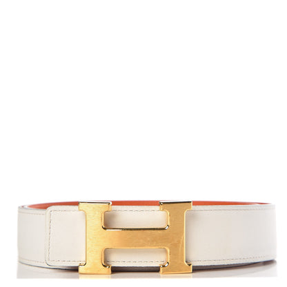 Hermes Swift Epsom 32mm H Belt 90 Orange White 1 of 8