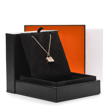 Hermes 18K Rose Gold Diamond Kelly Amulettes Pendant Necklace 5 of 5