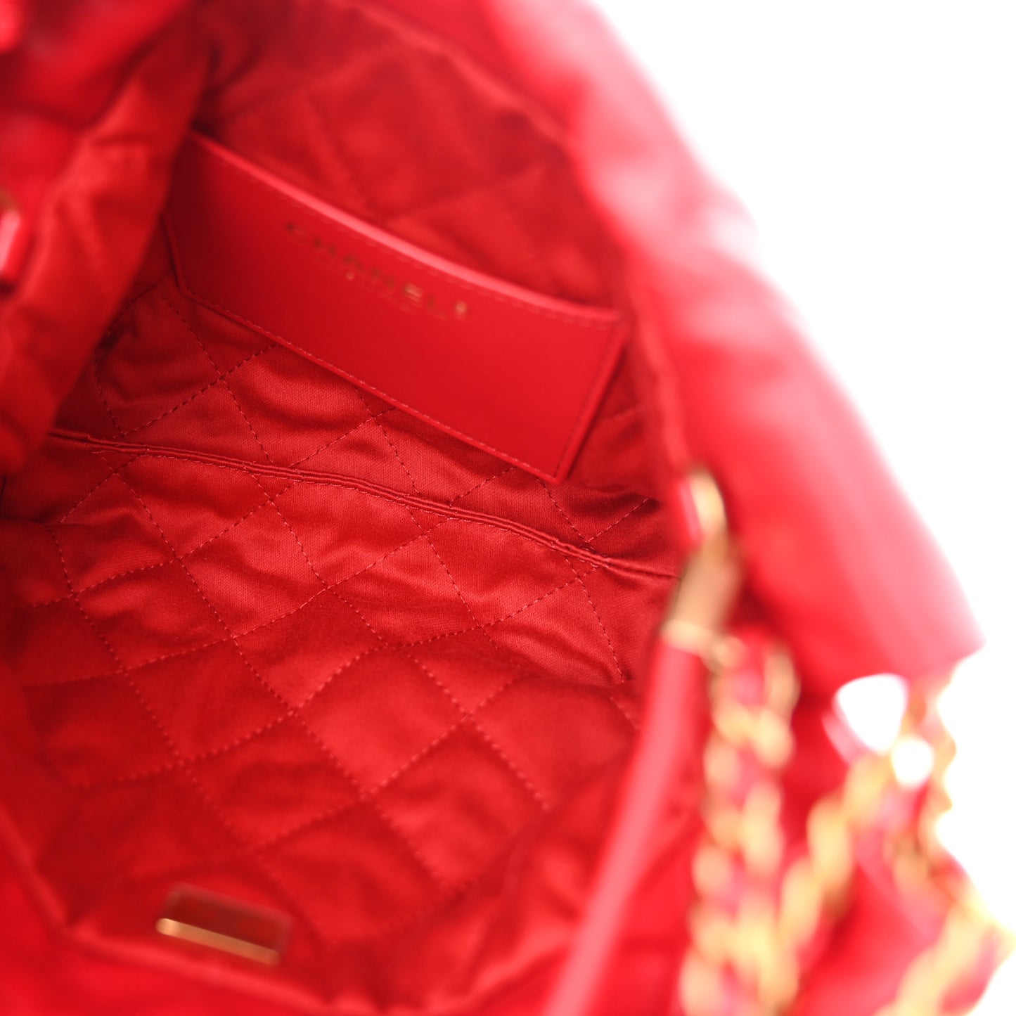 Shiny Calfskin Quilted Mini Chanel 22 Red