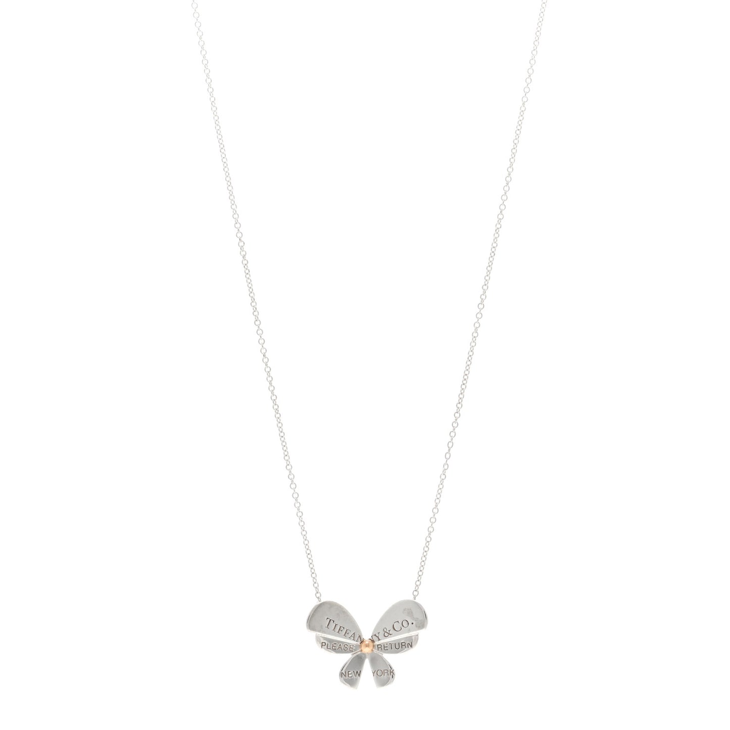 Sterling Silver 18K Rose Gold Return to Tiffany Love Bugs Butterfly Pendant Necklace